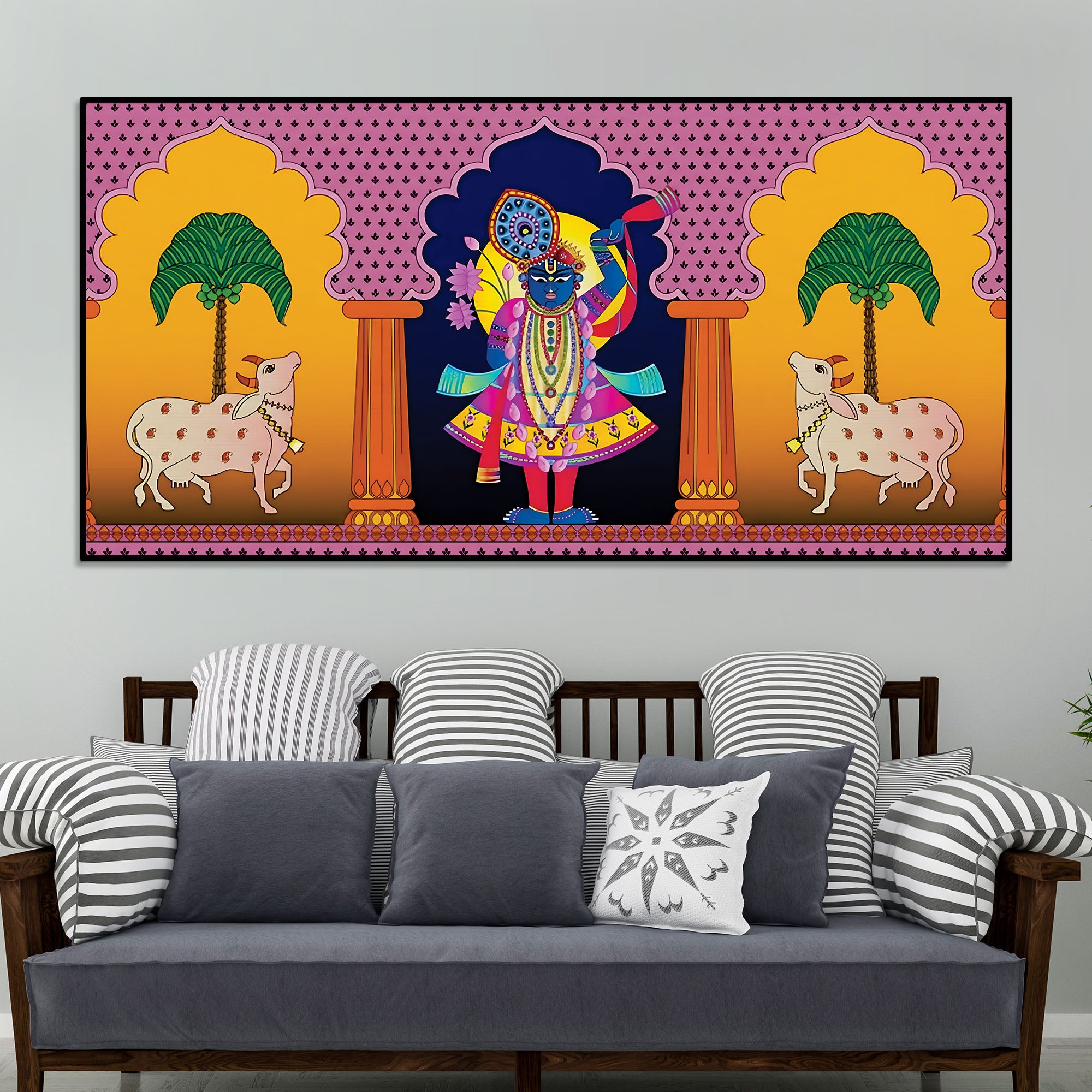 Spiritual Shrinathji Pichwai Art Canvas Wall Painting