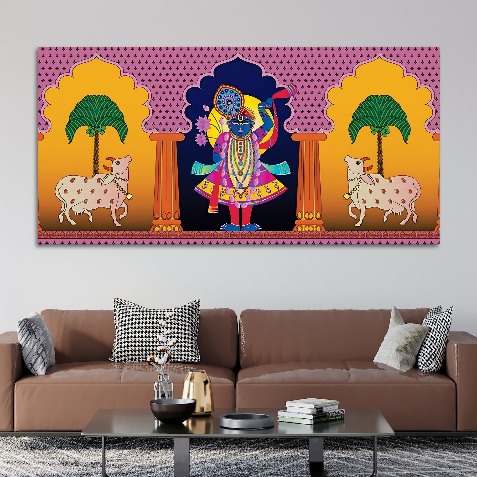 Spiritual Shrinathji Pichwai Art Canvas Wall Painting