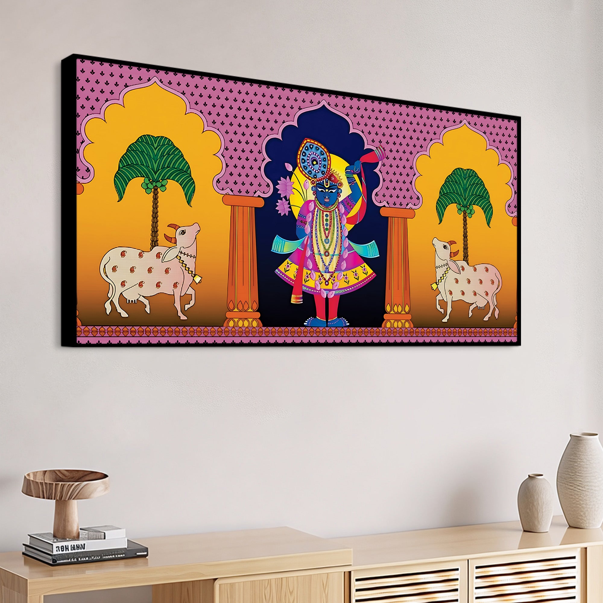 Spiritual Shrinathji Pichwai Art Canvas Wall Painting