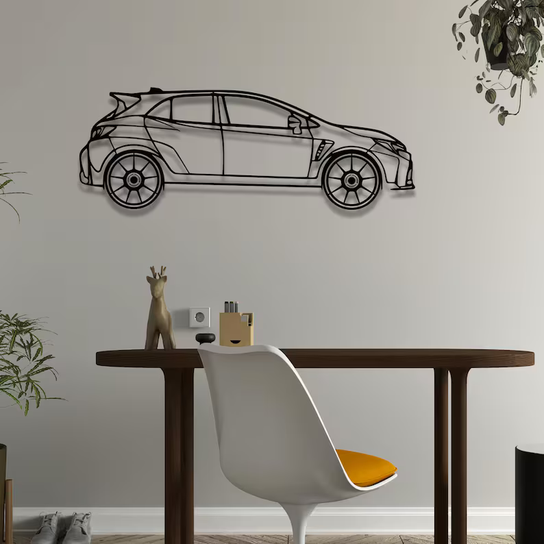 Sports Hatchback Car Metal Wall Art for Living Room Decor