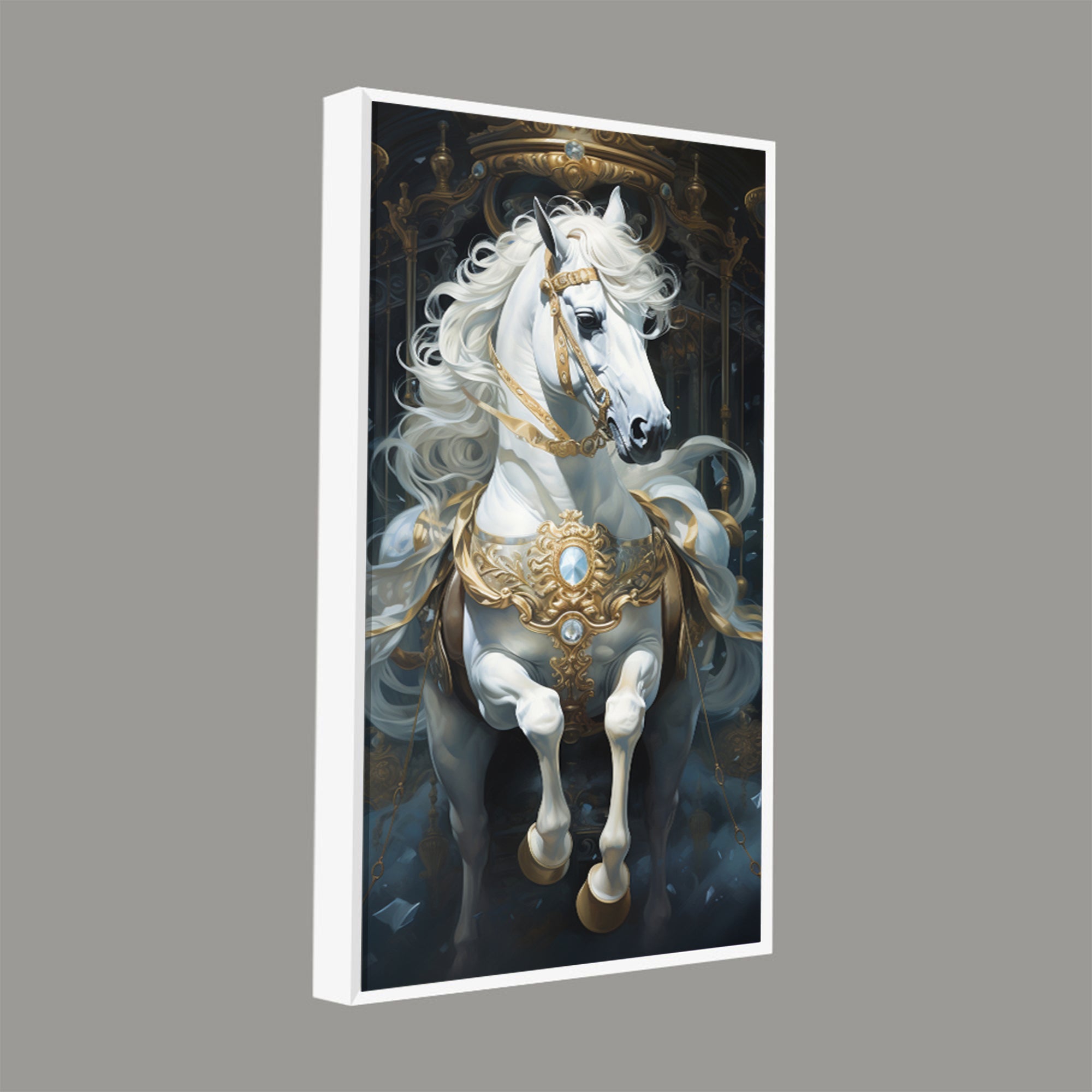 Stunning White Horse Premium Art Canvas Wall Painting