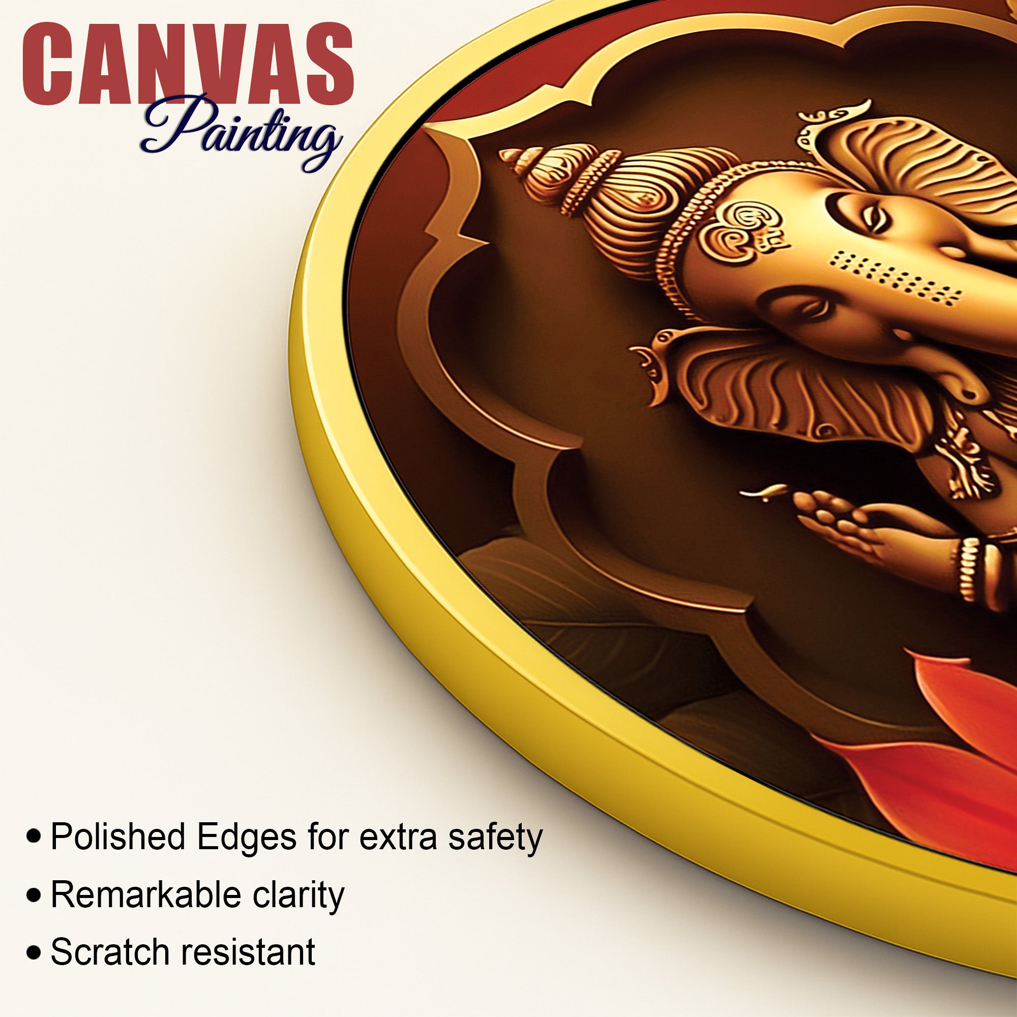 Stylish Ganpati Ji Round Canvas Painting