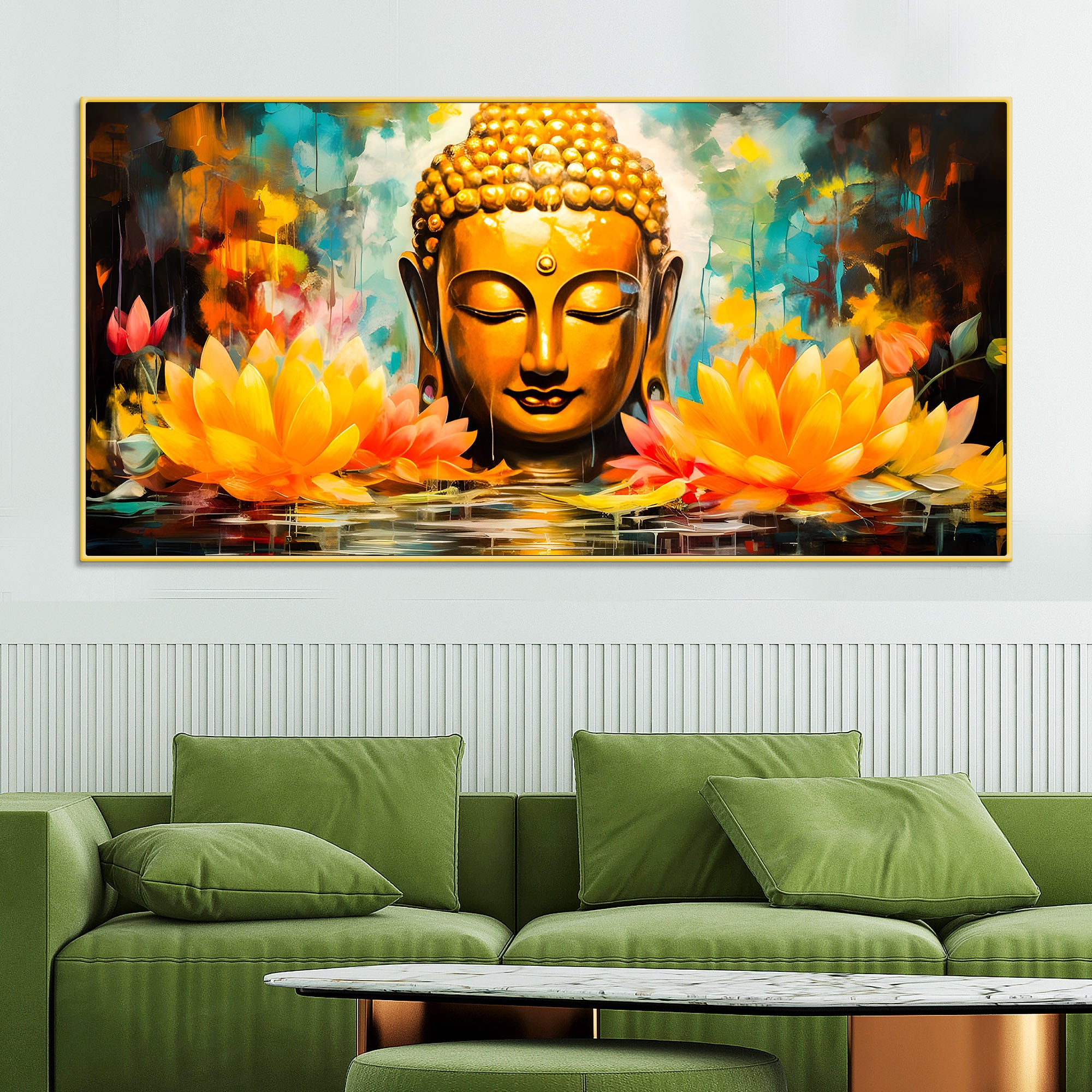 stylish-modern-buddha-wall-painting-for-elegant-interiors