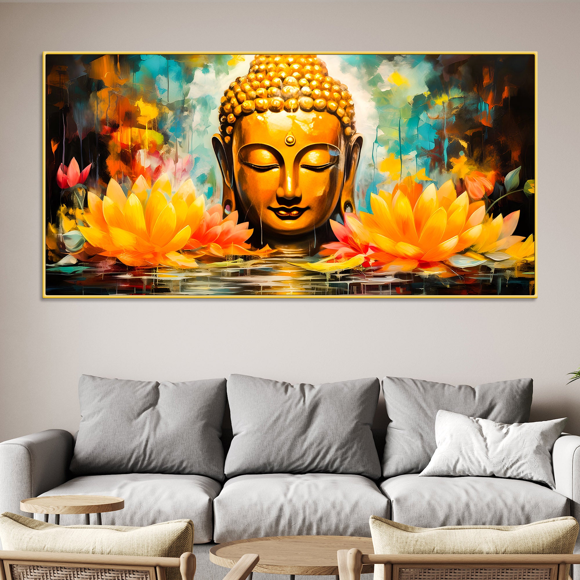 Stylish Modern Buddha Wall Painting for Elegant Interiors