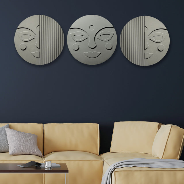 Stylish Round 3D Face Wall Hanging Decor Set