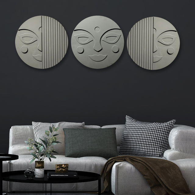 Stylish Round 3D Face Wall Hanging Decor Set