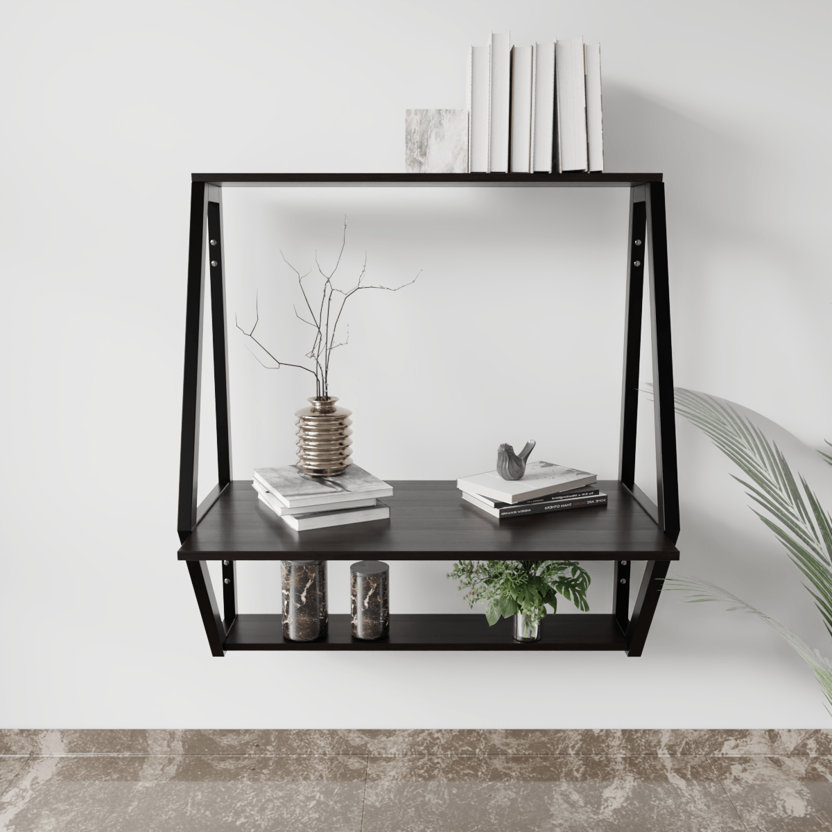 Stylish Wall Mounted Wooden Display Rack for Books & Desk Decor