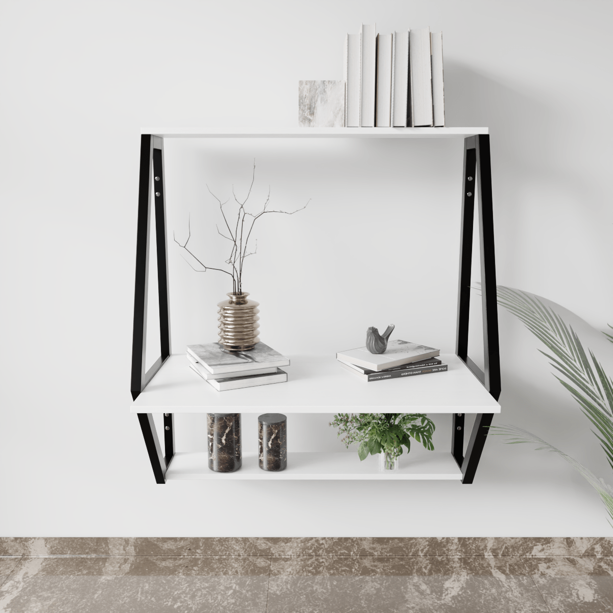 Stylish Wall Mounted Wooden Display Rack for Books & Desk Decor