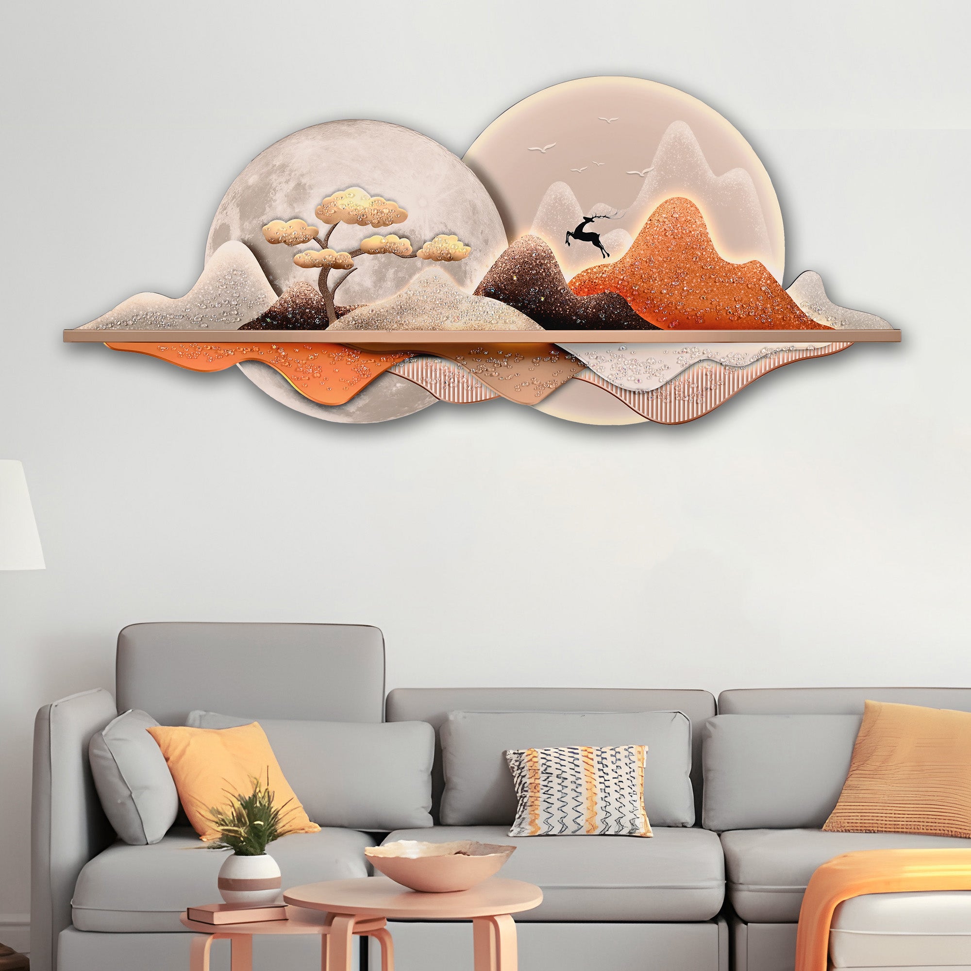 Sun and Moon of Heaven Crystal Glass Backlit LED Painting