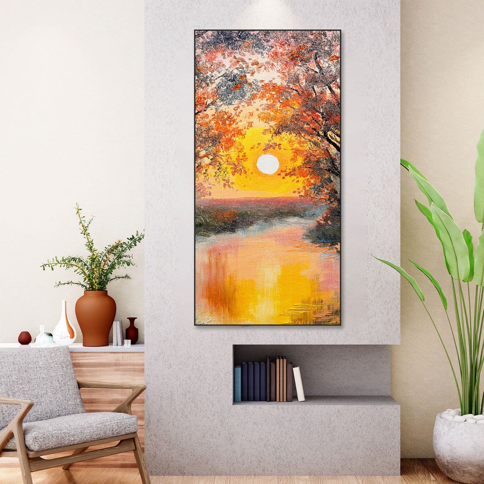 Sunset view Floating Canvas Wall Painting