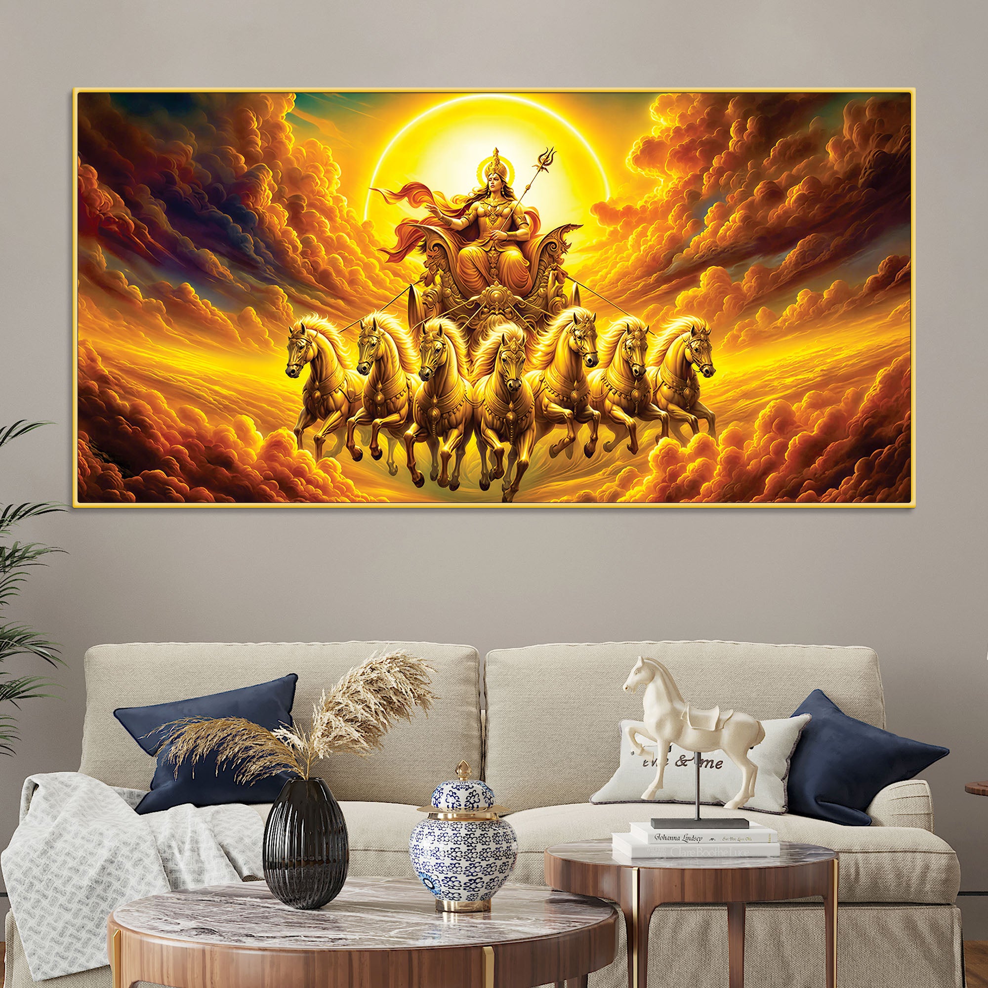 Surya Dev Golden Chariot Premium Wall Painting