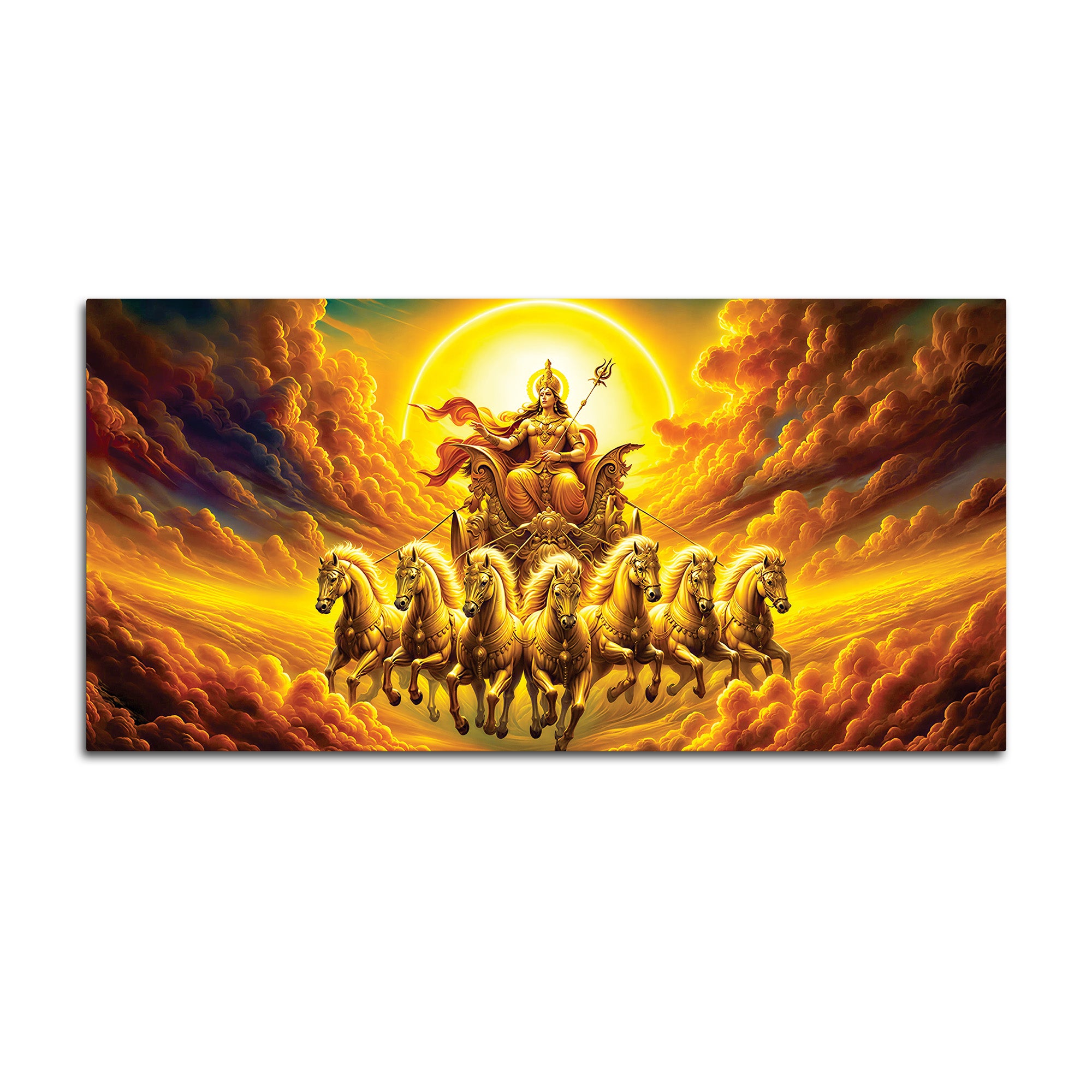Surya Dev Golden Chariot Premium Wall Painting