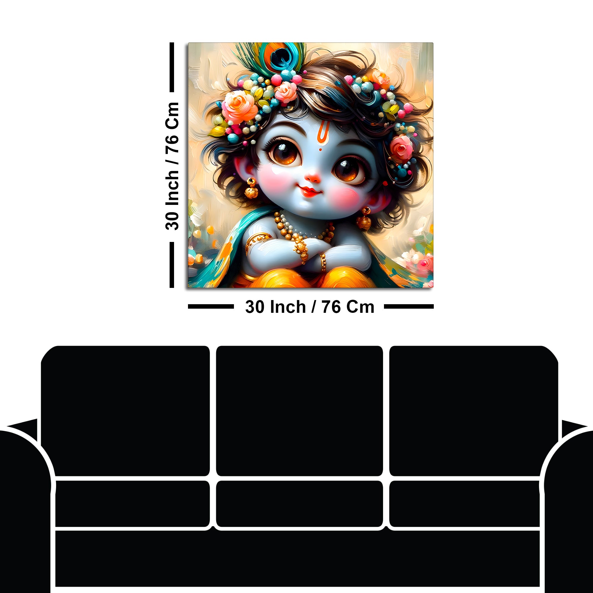 Sweet Bal Gopal Shri Krishnaji Modern Wall Art Canvas Painting for Home & Office
