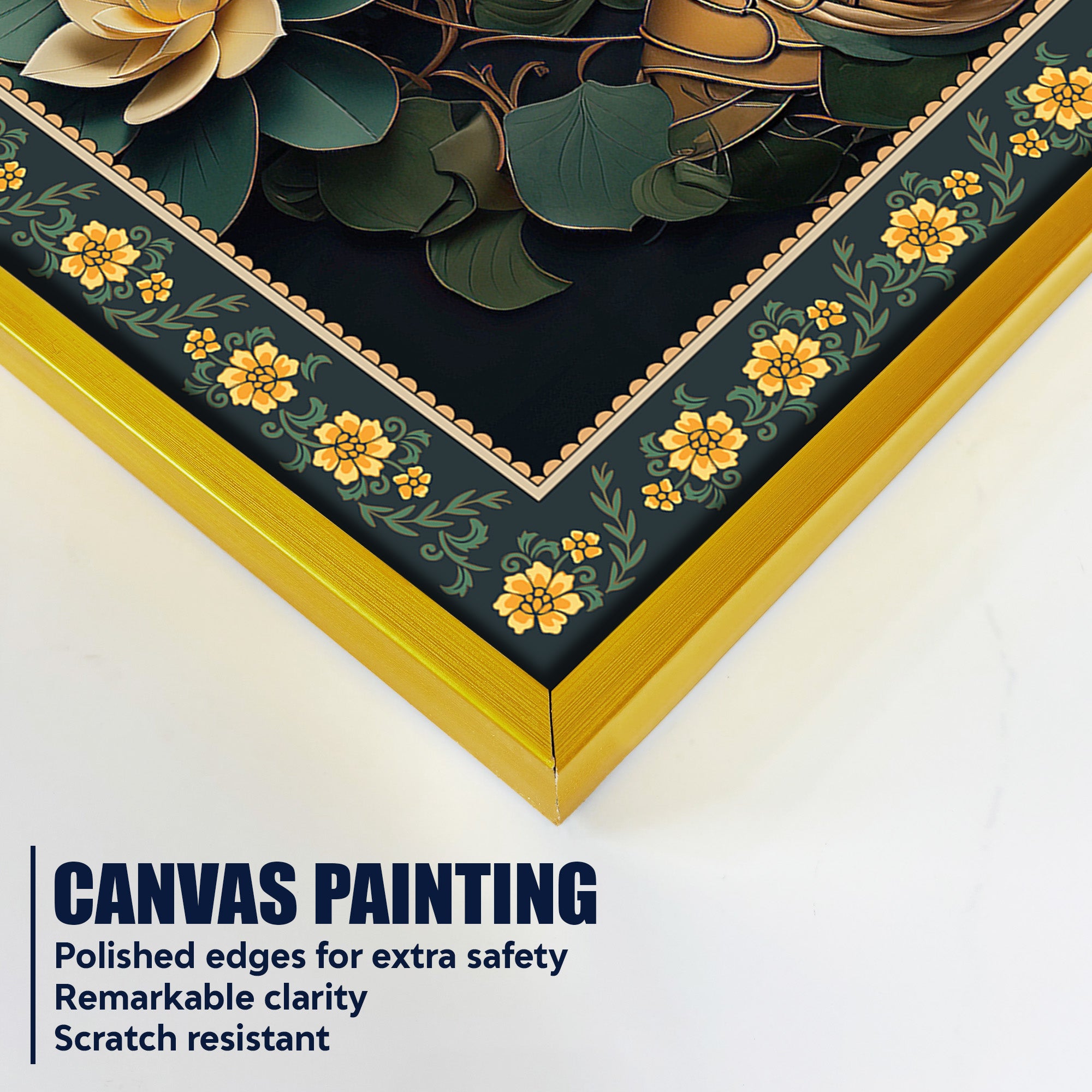 Symbol of Peace Gautam Buddha Border Canvas Wall Painting