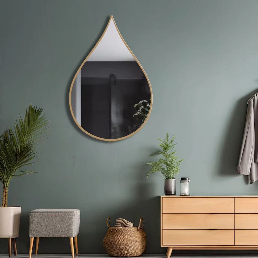 Teardrop Wall Mirror in Modern Black Frame