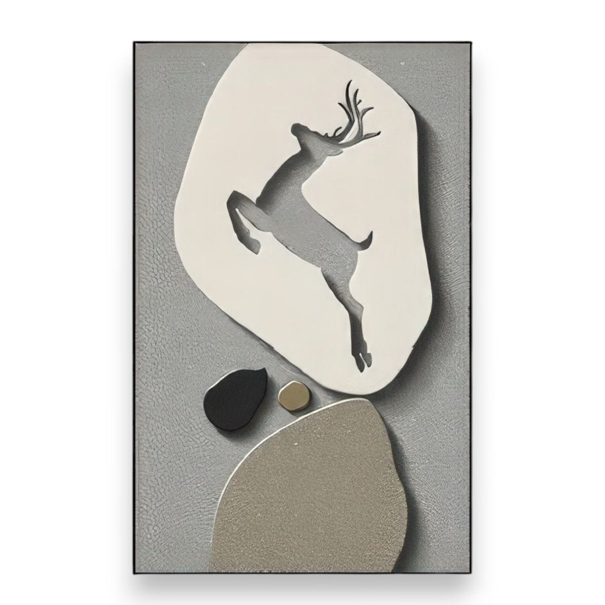 Textured Animal Modern Deer Silhouette 3D Wall Art Home Decor