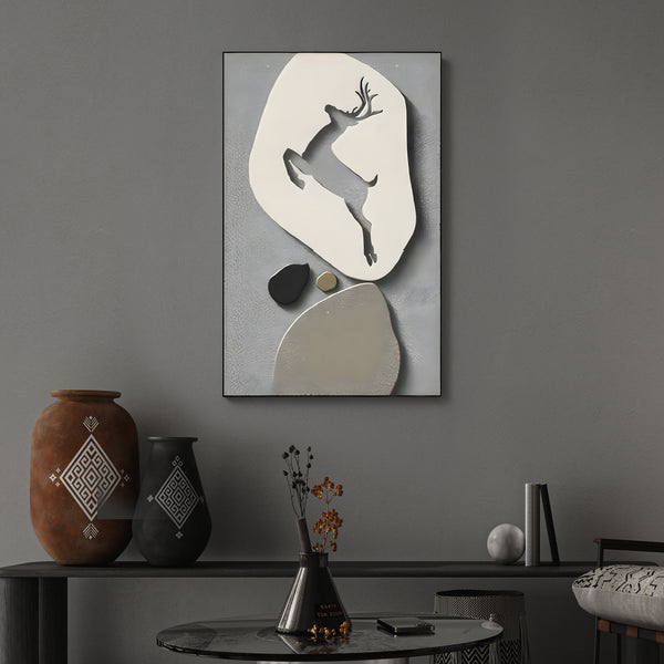Textured Animal Modern Deer Silhouette 3D Wall Art Home Decor