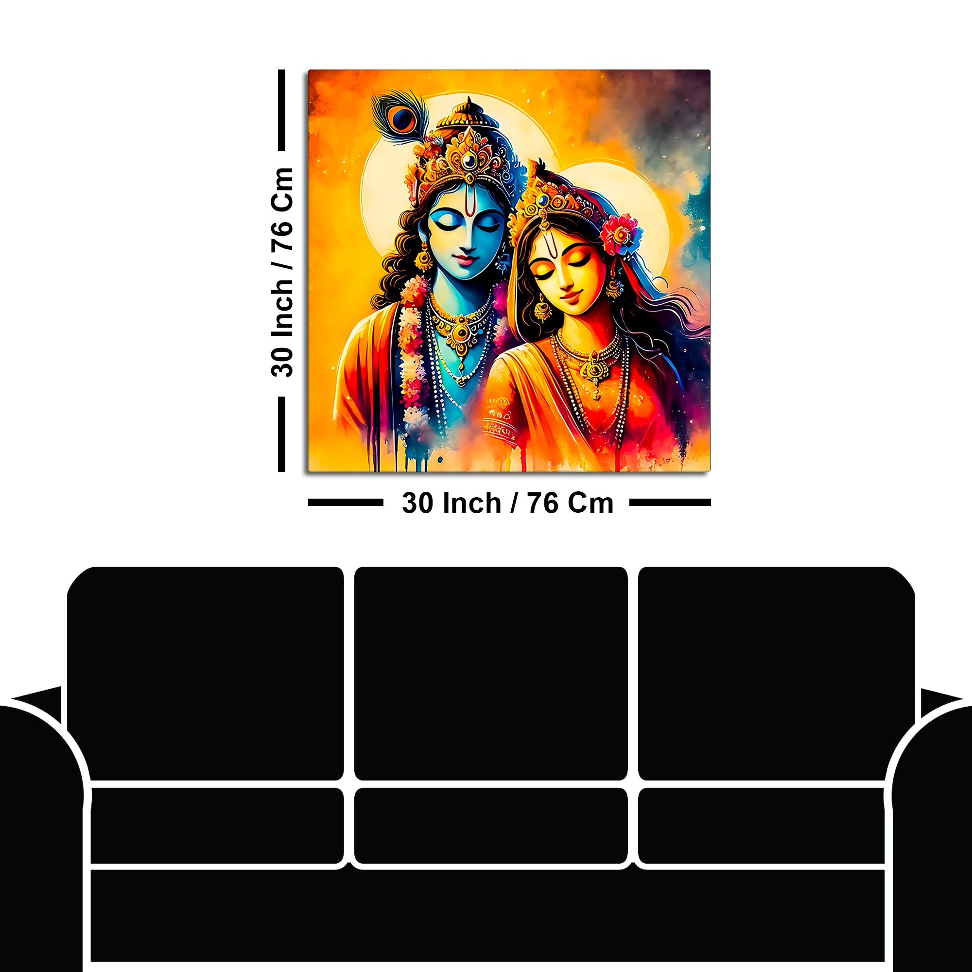 The Eternal Bond of Shri Radha Krishna Canvas Wall Painting for Home – Modern Spiritual Wall Decor