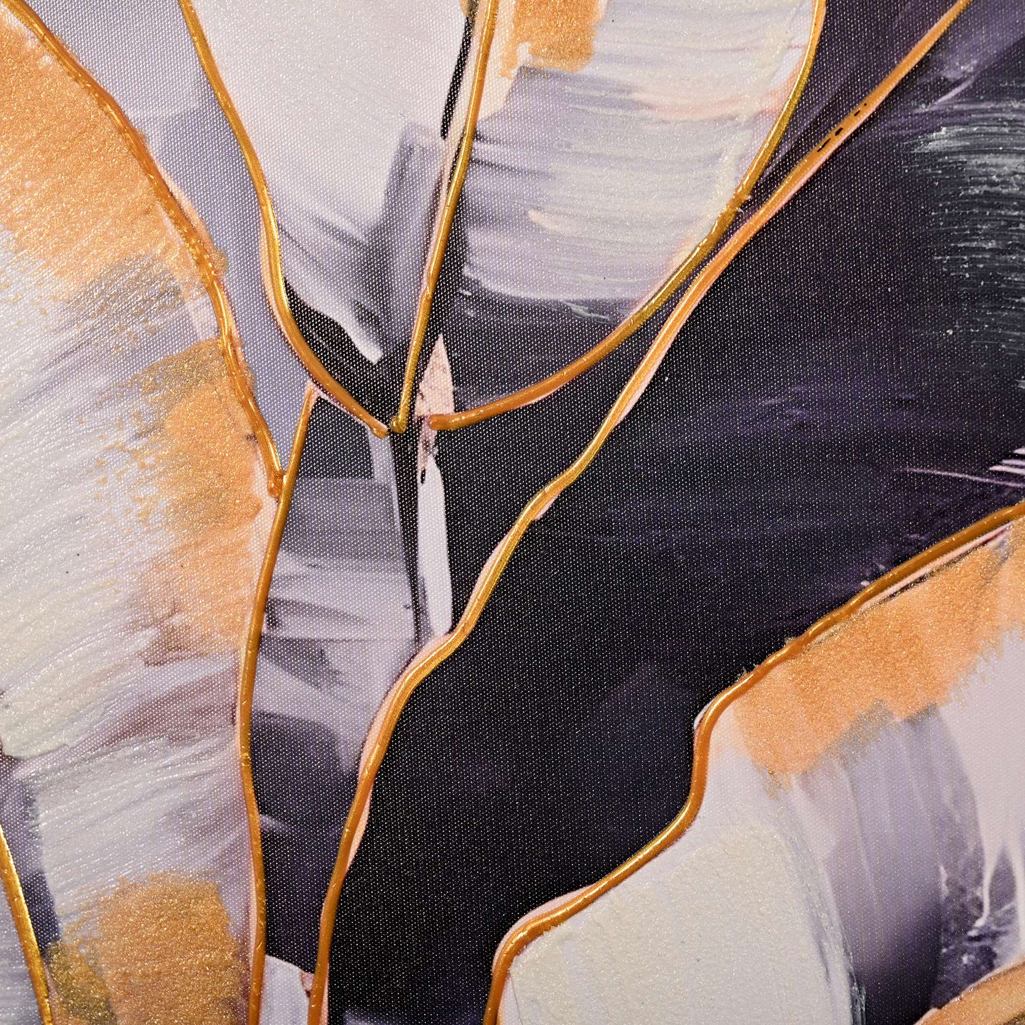 Timeless Golden Bloom Hand Painted Wall Painting with Floating Frame