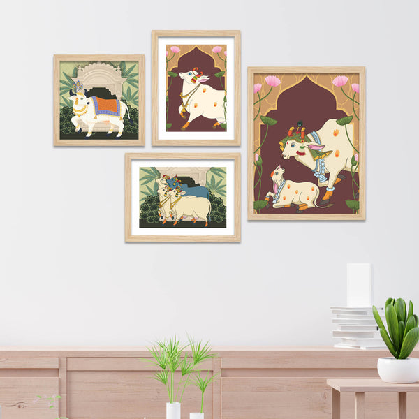 traditional-indian-pichwai-cow-wall-frame-set-of-four