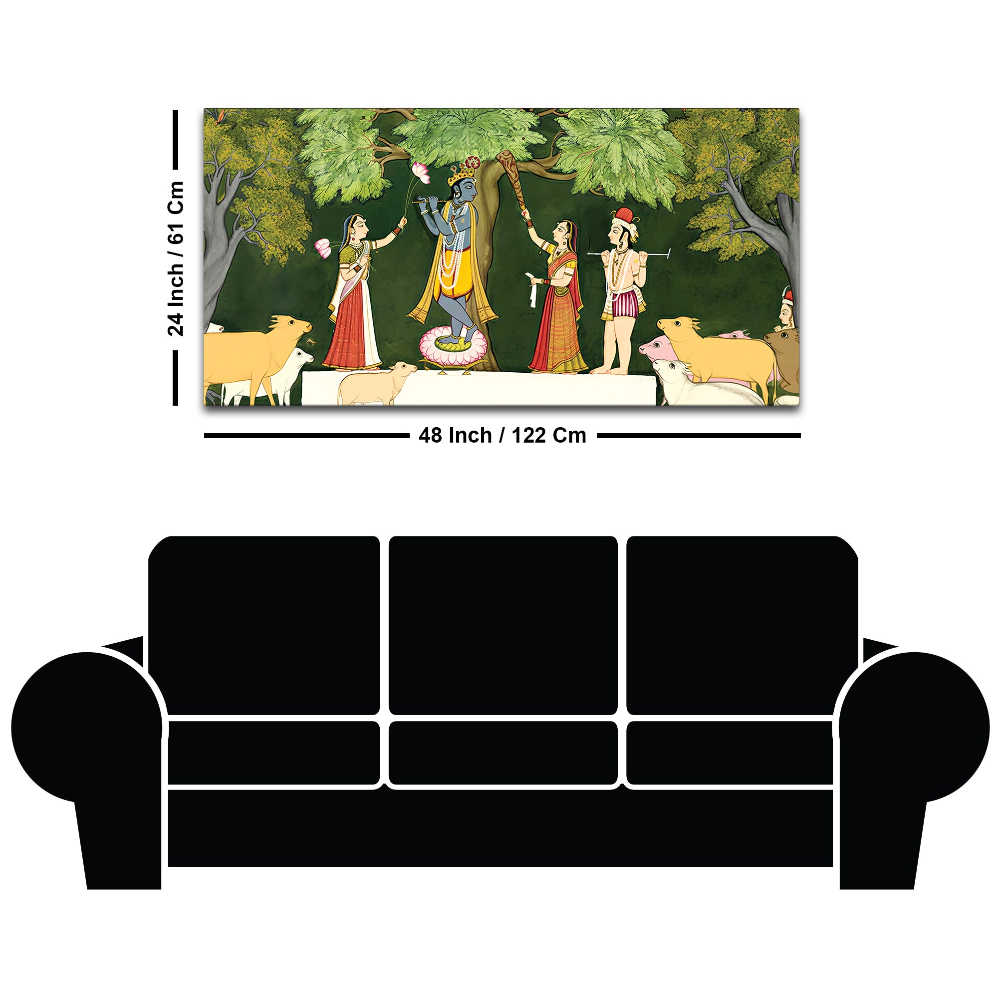 Traditional Pichwai Krishna with Gopis Canvas Wall Painting