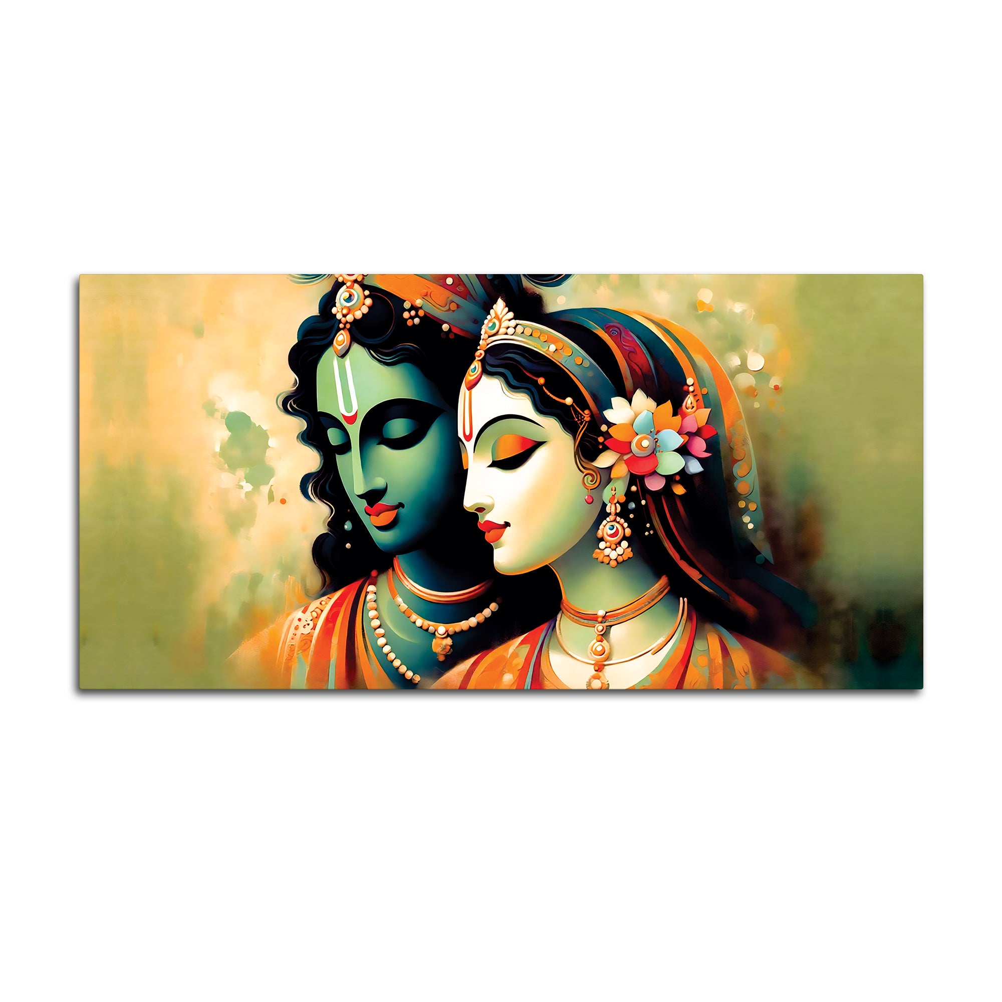 Traditional Radha Krishna Canvas Wall Painting for Spiritual Home Décor