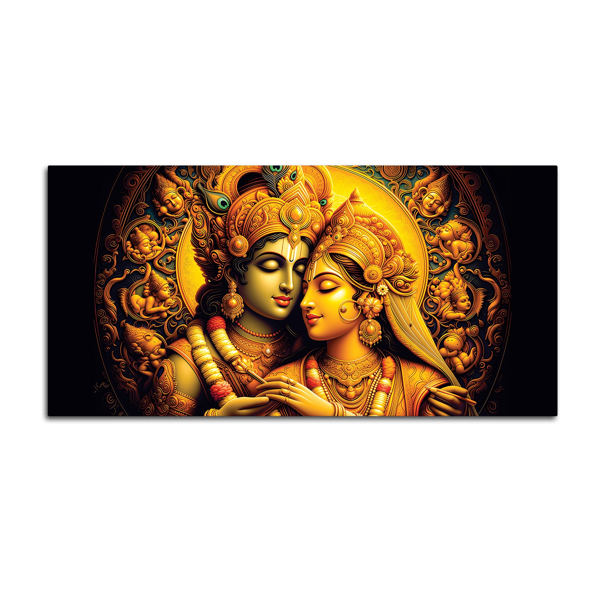Traditional Radha Krishna Wall Painting for Spiritual Living Room