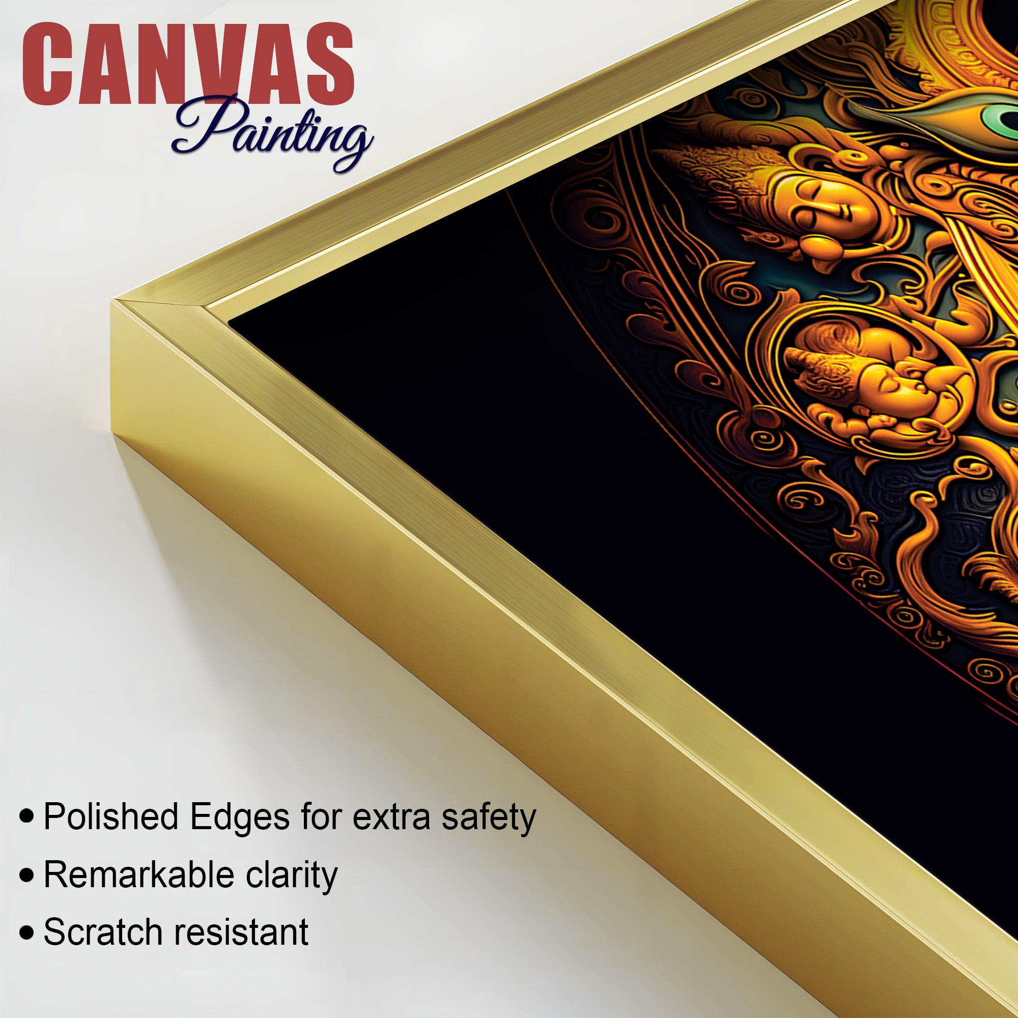 Traditional Radha Krishna Wall Painting for Spiritual Living Room