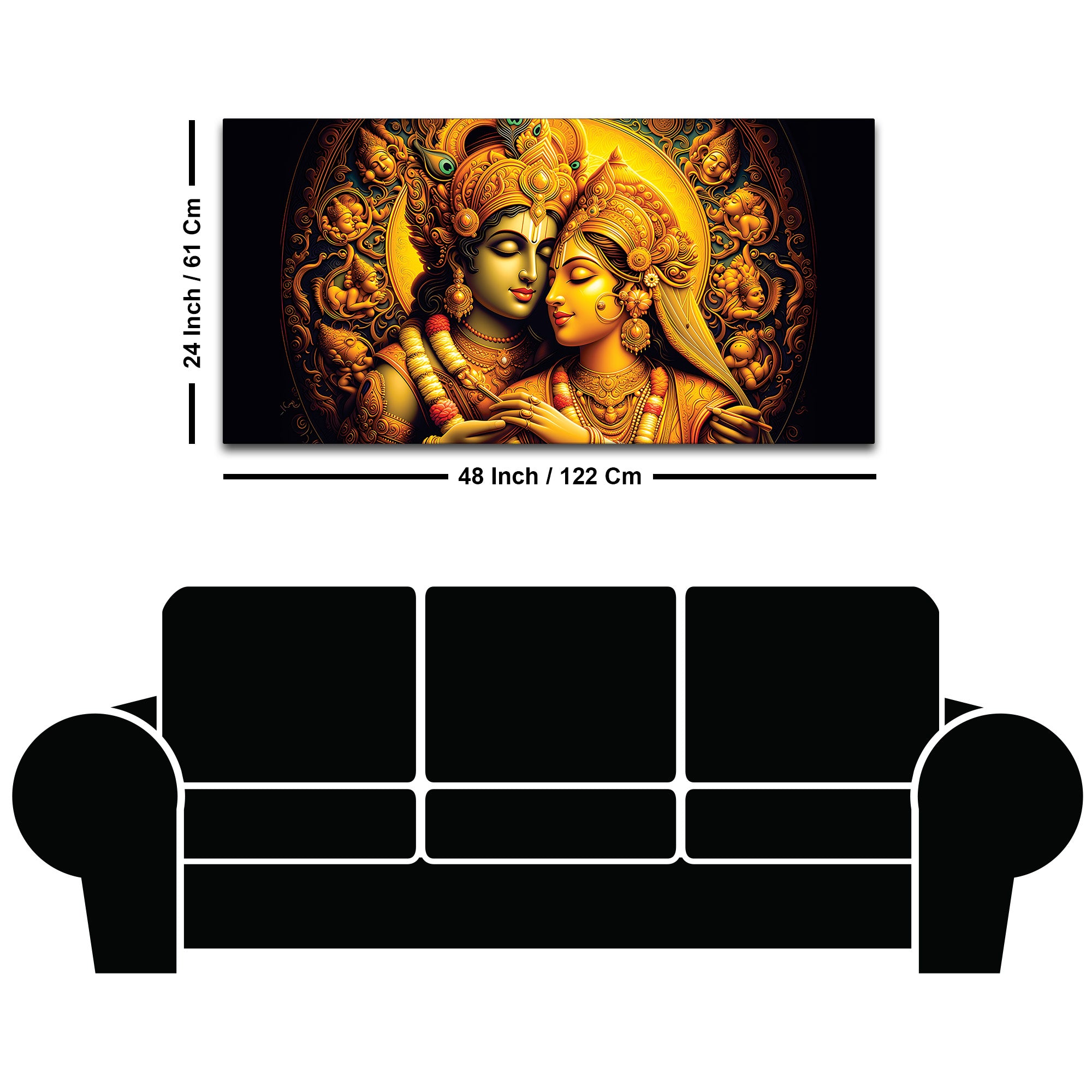 Traditional Radha Krishna Wall Painting for Spiritual Living Room