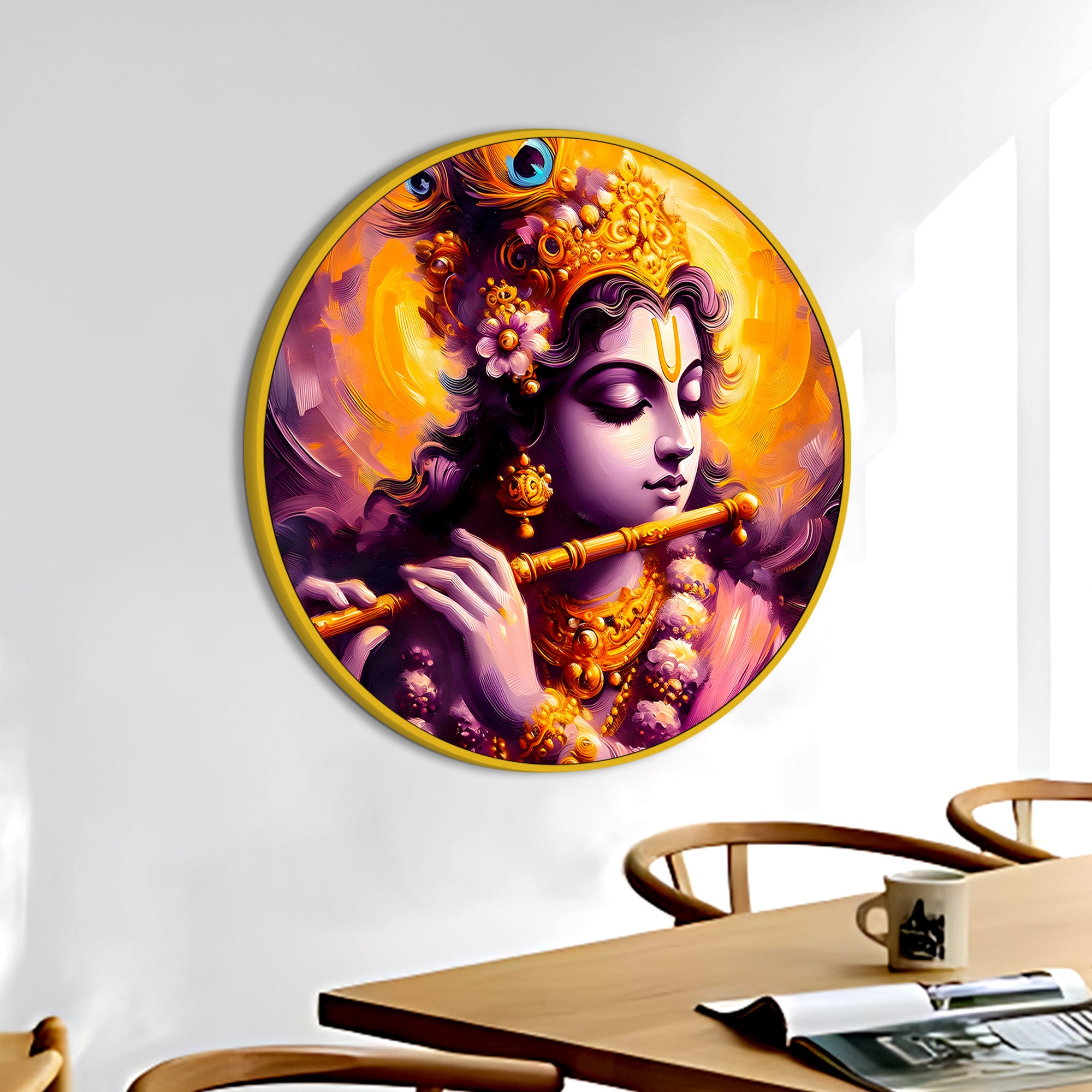 Traditional Shri Krishna Round Frame Painting
