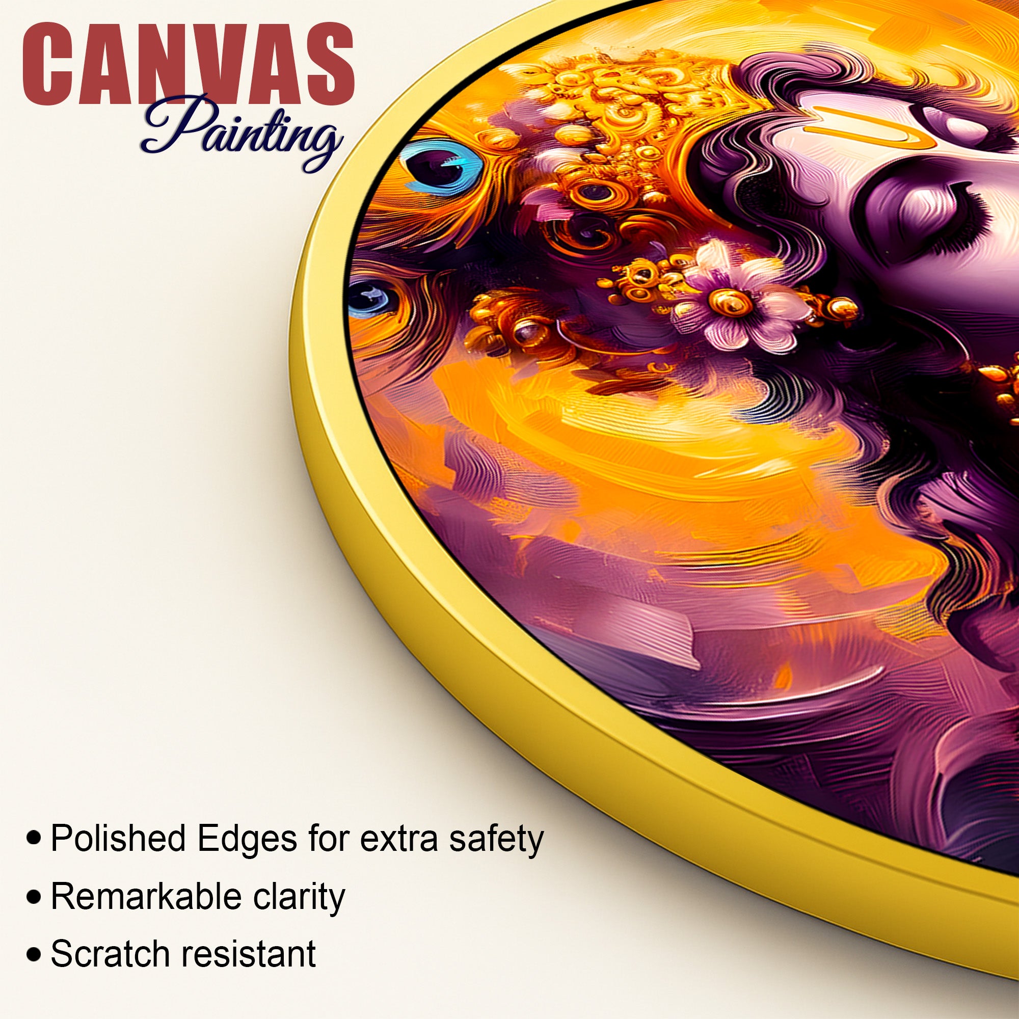 Traditional Shri Krishna Round Frame Painting