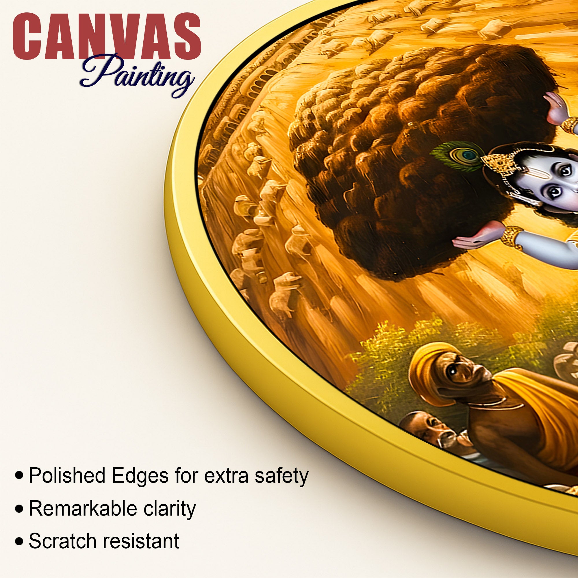 Traditional Shri Krishna Round Painting for Wall Decor