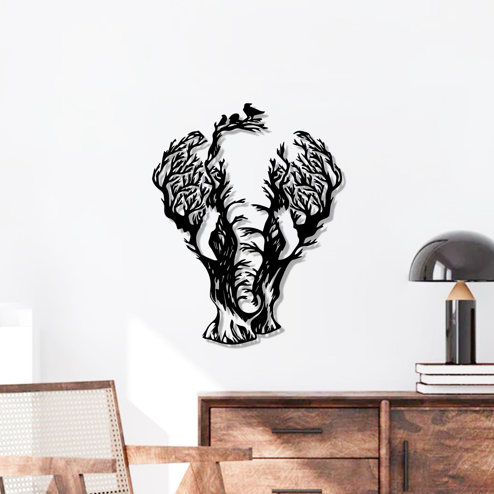 Tree Branch Elephant Design Metal Art Wall Decor