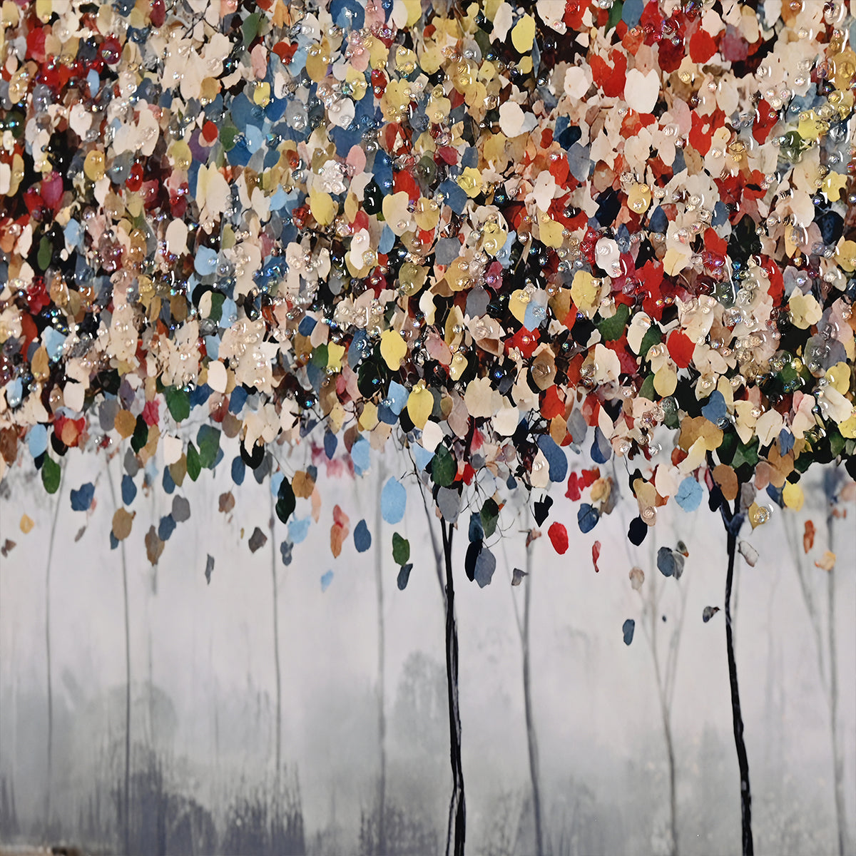 Tree of Autumn Colors Framed Crystal Glass Painting