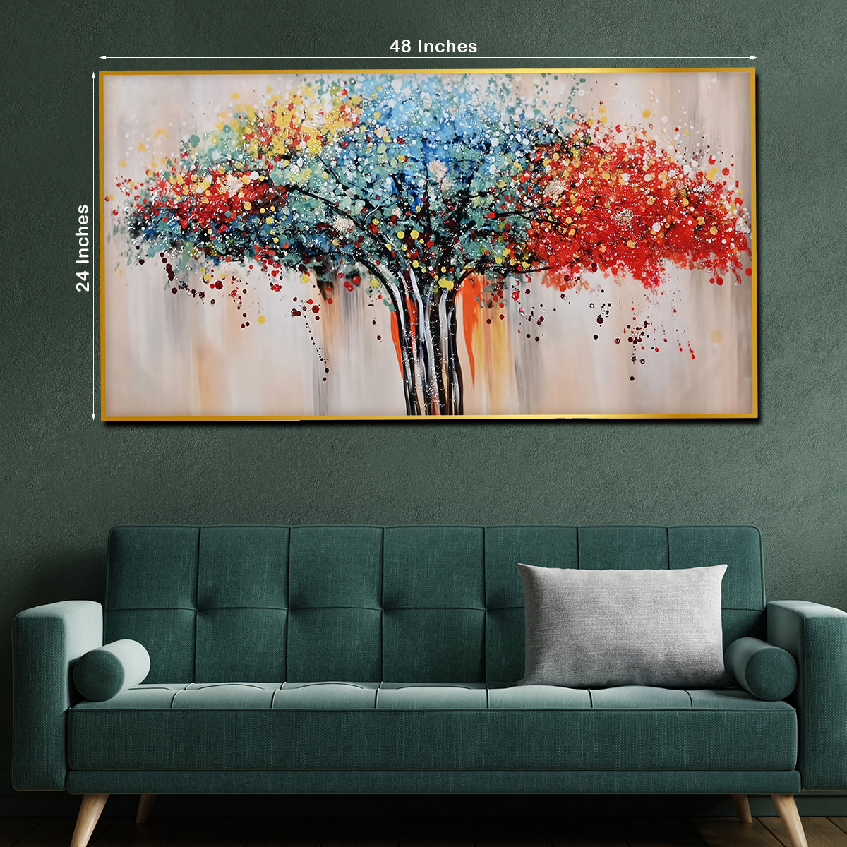 Tree of Life in Seven Color Framed Crystal Glass Painting