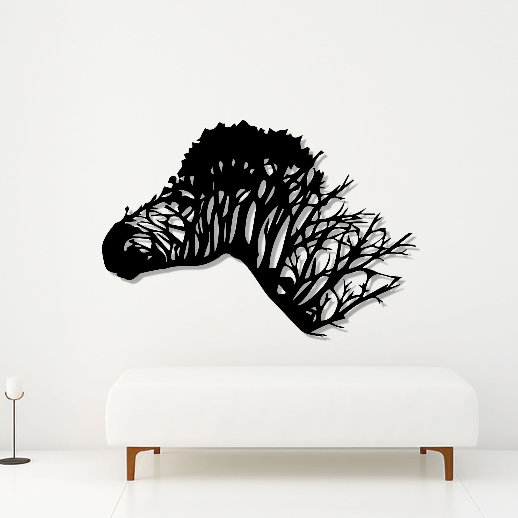Tree With Zebra Silhouette Modern Art Metal Artwork Wall Decor