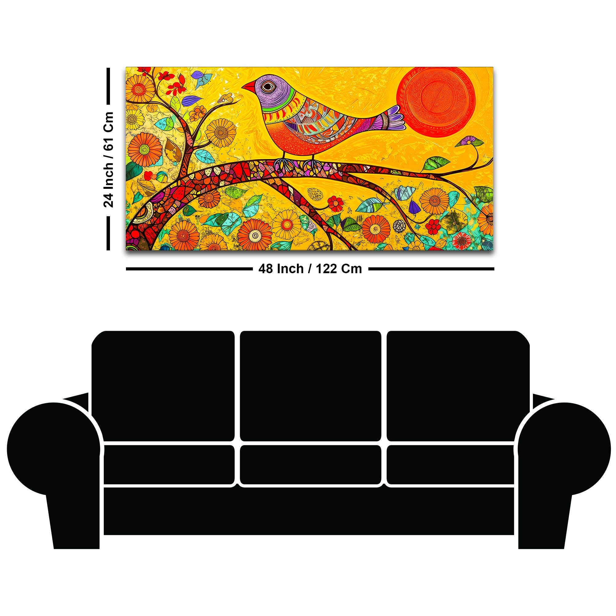 Trendy Colorful Bird Canvas Wall Painting for Modern Homes