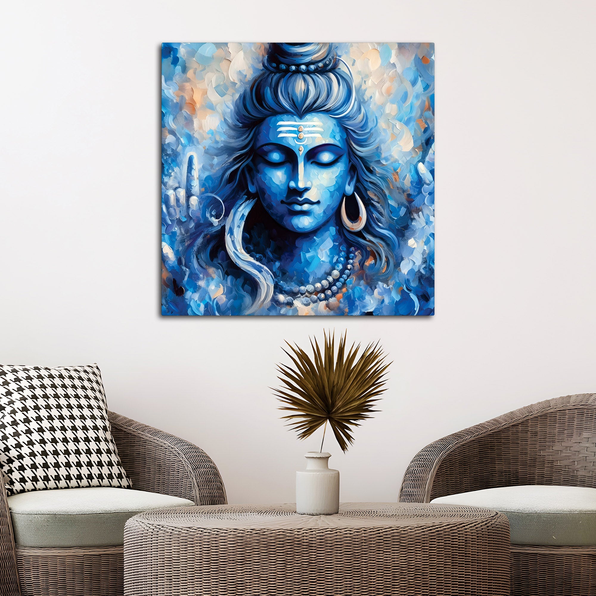 Trishul Shiv Ji Designer Painting Divine Canvas Wall Frame