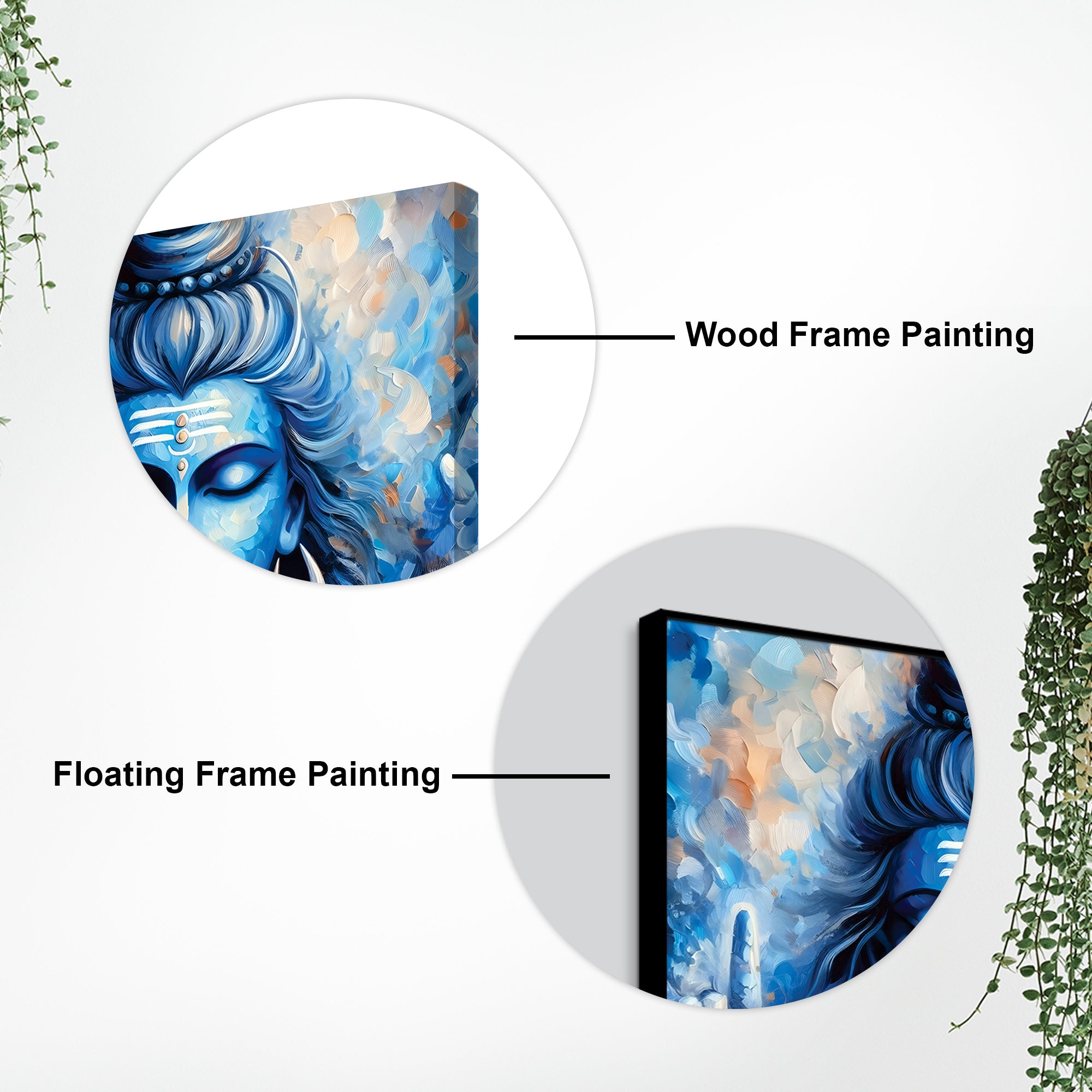 Trishul Shiv Ji Designer Painting Divine Canvas Wall Frame