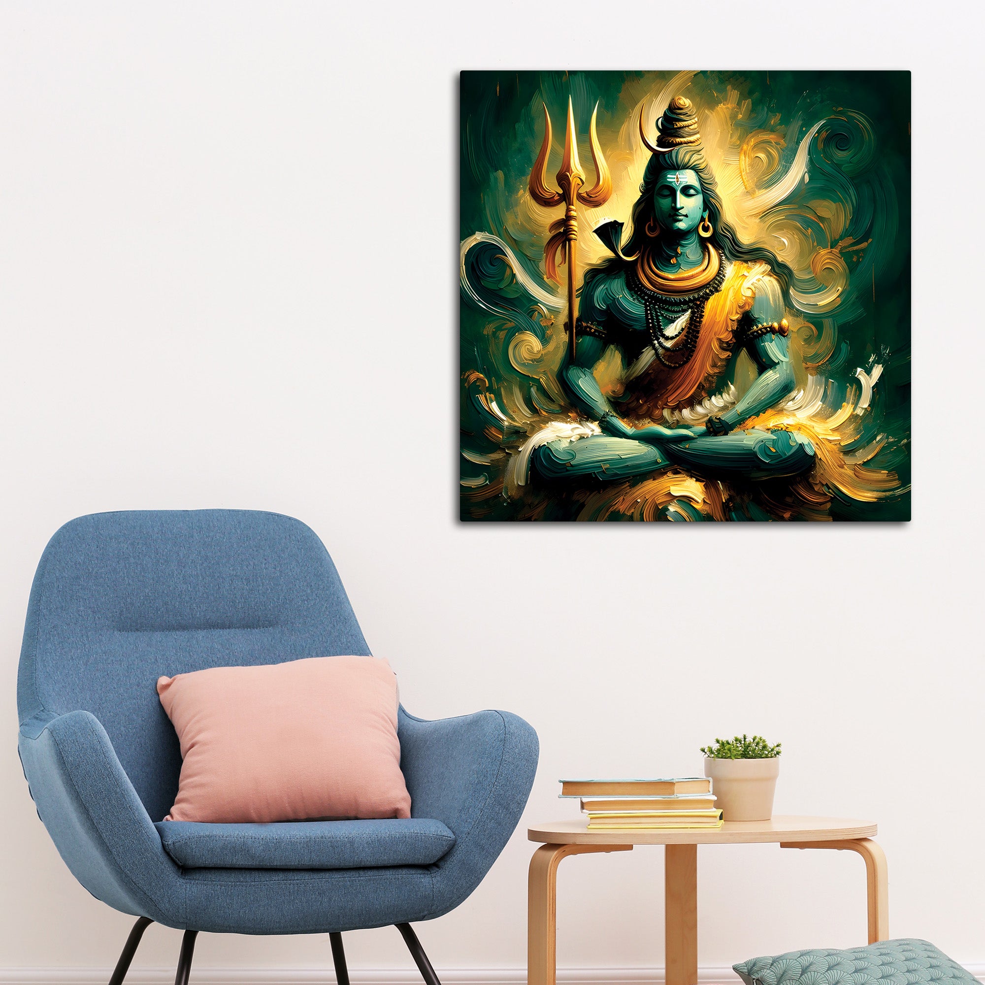 Trishul Shiva Canvas Wall Frame Mahadev Decorative Art Painting