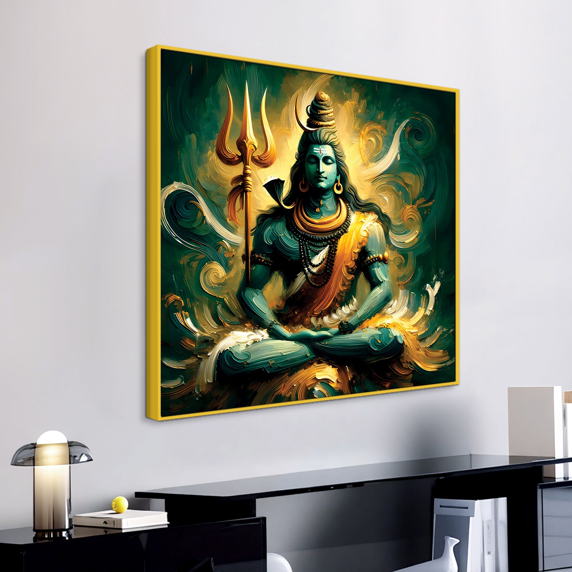 Trishul Shiva Canvas Wall Frame Mahadev Decorative Art Painting