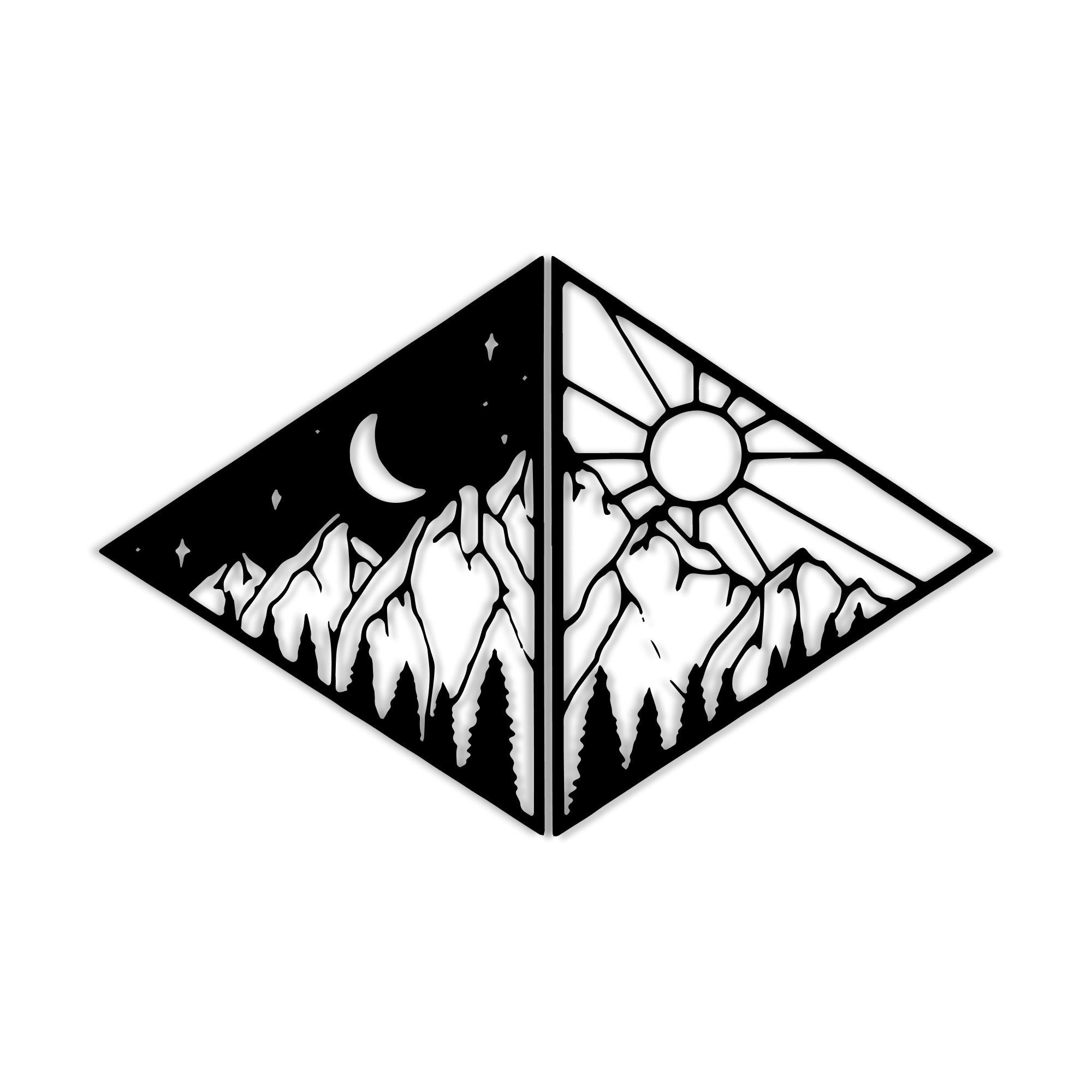 Two Shades of Day Behind Mountains Metal Art Wall Decor