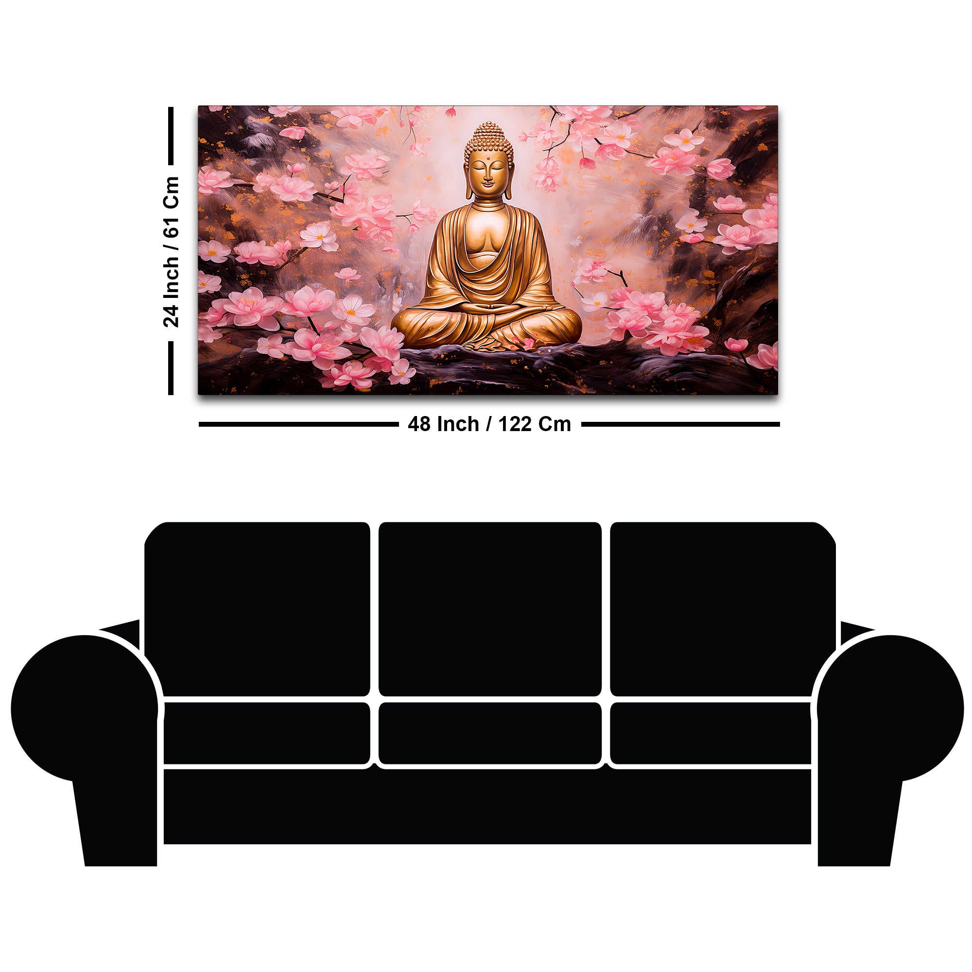 Unique Buddha Wall Painting with Cherry Blossom Theme