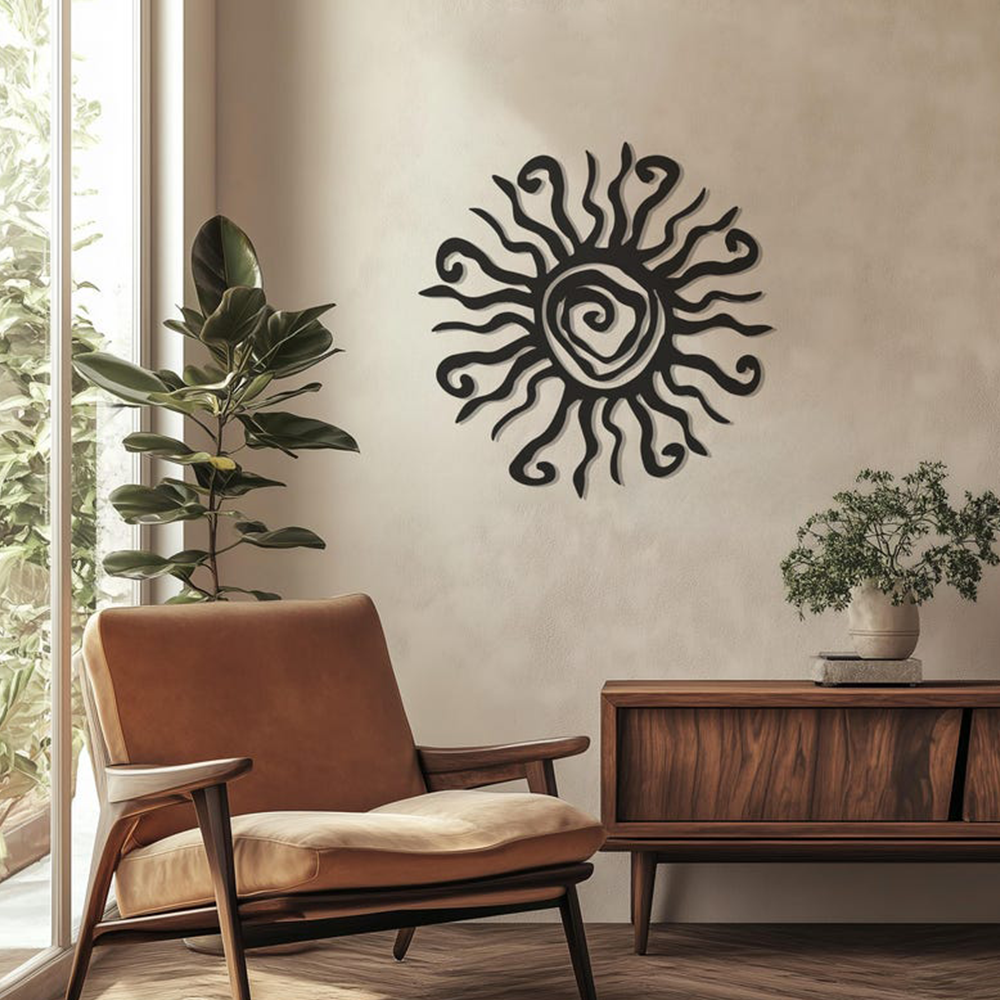 Unique Wacky Sun Design Wall Metal Art Decor