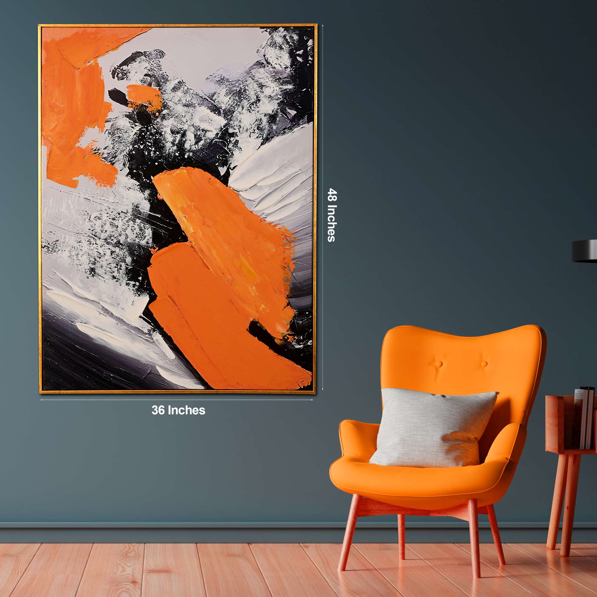 Urban Blaze Abstract Hand Painted Wall Painting with Floating Frame