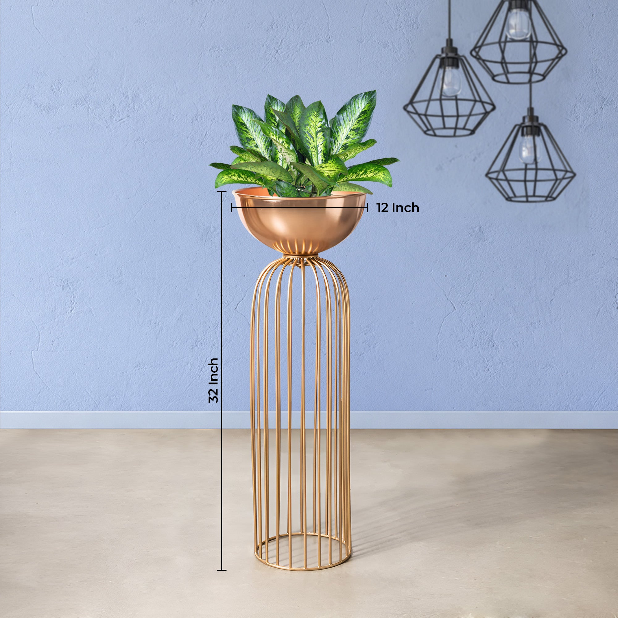 Urban Zen Gold Stand & Ross Gold Pot - Large Size Planter