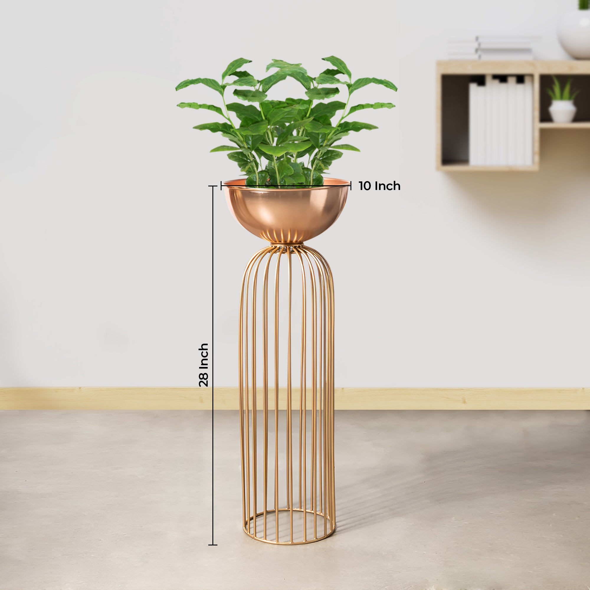 Urban Zen Gold Stand & Ross Gold Pot - Medium Size Planter