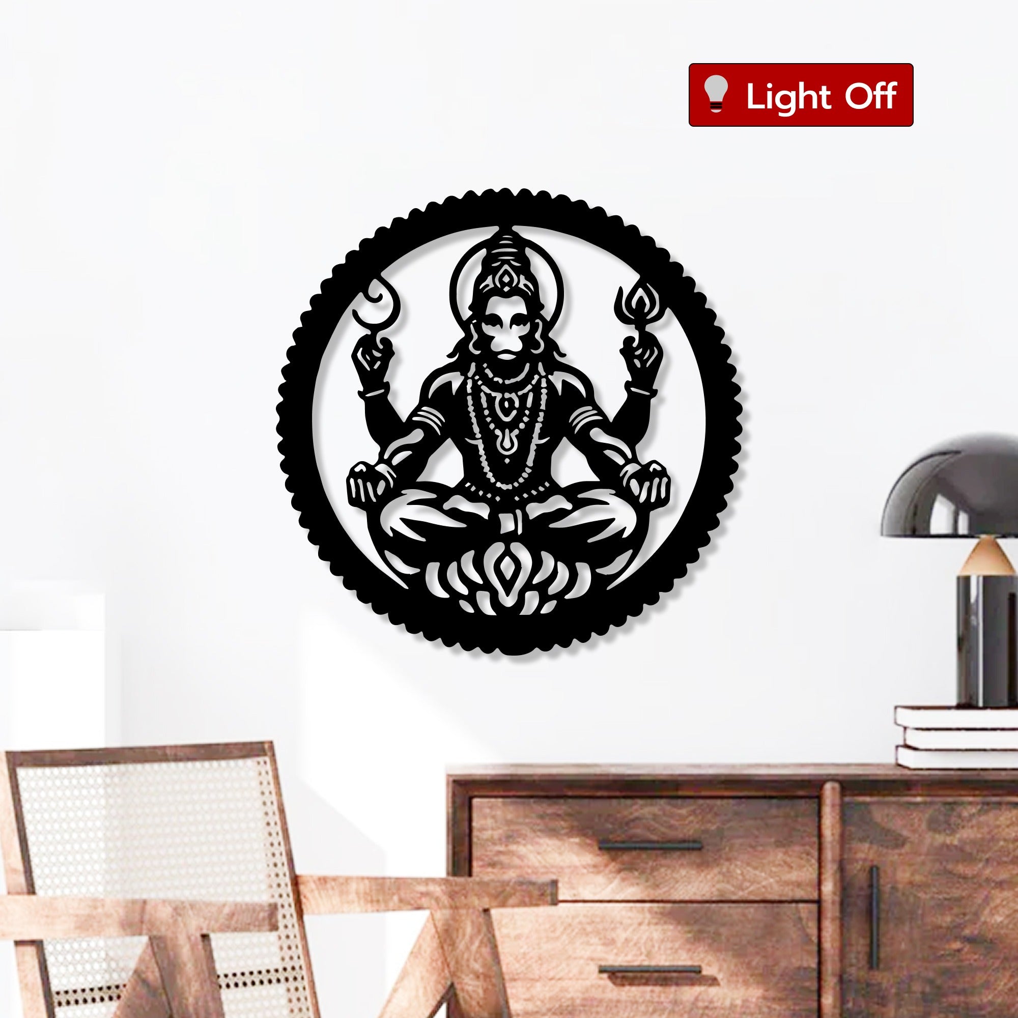 Veer Hanumana Symbol of Strength Metal Art Wall Decor