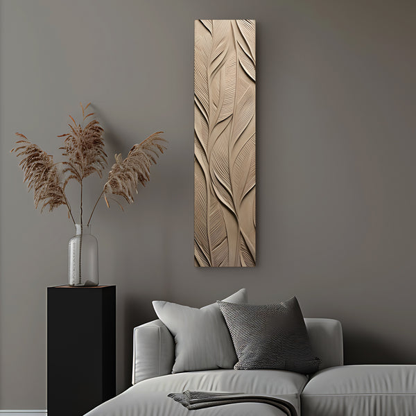 Vertical Botanical Relief Tall Leaf Texture 3D Wall Art Home Decor