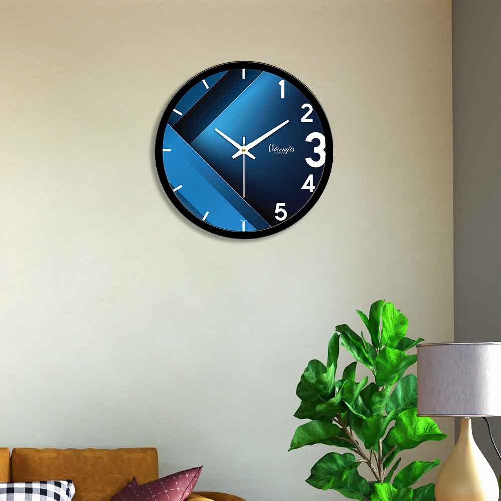 3D Blue And Black Wall Clock